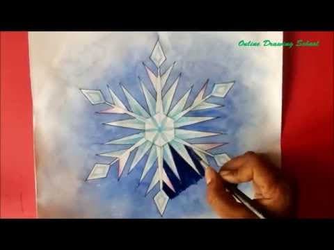 how to draw snowflake - Drawing - Lesson 15