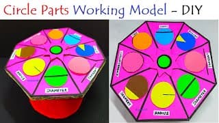 circle parts working model - maths project - tlm - diy - simple and easy steps