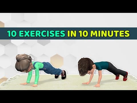 10 EXERCISES IN 10 MINUTES – AEROBIC FULL BODY KIDS WORKOUT | Kids Exercise