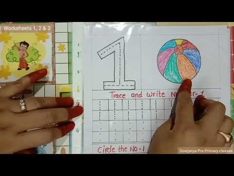 Maths - Number Worksheets - 1 , 2 & 3 (Telugu) | LKG & Nursery Kids | Sowjanya Pre-Primary Classes