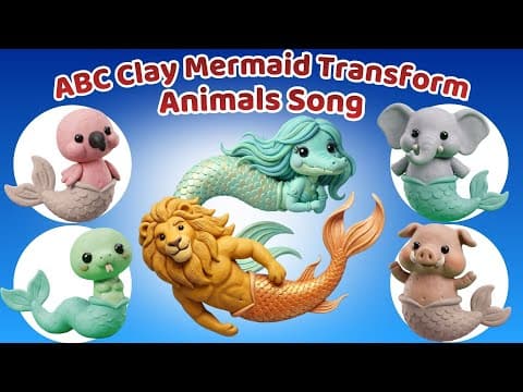 ABC Safari Animal Sounds 🐾 Clay Animals Jump & Transform into Mermaids 🌊 | Fun ABC Song for Kids