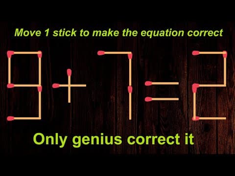 Fix the equation by moving 1 stick #matchstick #puzzle #matches #math #mathpuzzle #riddle #mindtest