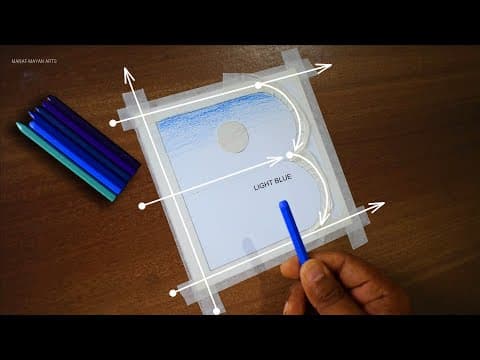 "B"4 Beach Island scenery drawing for beginners with Wax Crayons | A to Z Art | step by step | #99