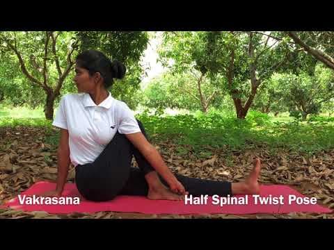 How to do vakransana in telugu - half spinal twist pose - benifits - contraindications