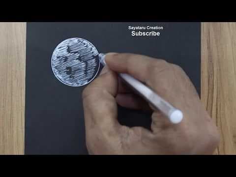 Drawing on black paper with white gel pen, Easy drawing for beginners