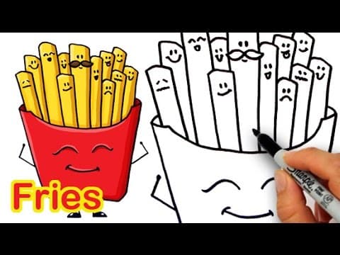 How to draw cartoon fries cute and easy