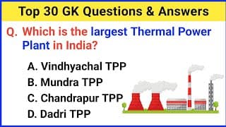 Top 30 INDIA GK Question and Answer | GK Questions and Answers in English | GK Quiz- 29 | GK GS
