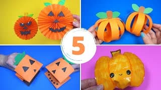Easy  Paper Pumpkin Crafts | Halloween Crafts for Kids