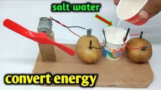 How to make electricity battery from dc motor salt water and potato | convert energy from vegetables