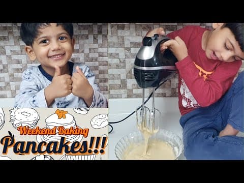Kids Baking - Wheat pancakes | Weekend baking with varshith(4 years old) and shivansh(2 years old)