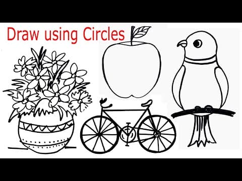 10 Drawing ideas using Circles, Simple Drawing Ideas for beginners