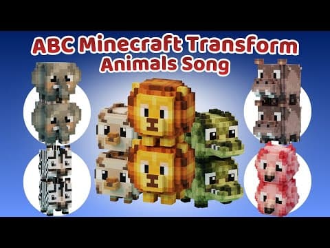 Magic Cat Transforms Blocks into ABC Safari Animals! Fun Minecraft Zoo Sounds for Kids 🐾✨
