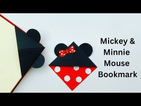 DIY Paper MICKEY & MINNIE MOUSE Bookmark / Origami Bookmark / Paper Craft / Paper Mickey Bookmark