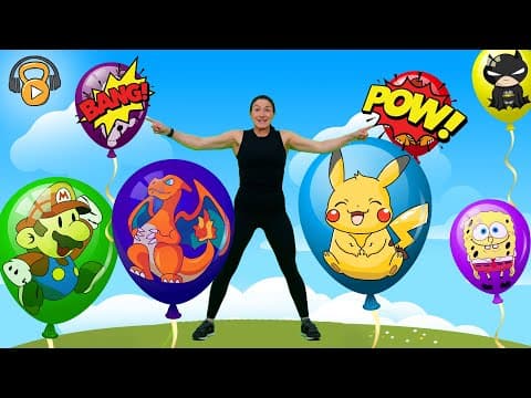 Pokemon Balloon Popping Party - Workout (ages 3-8)
