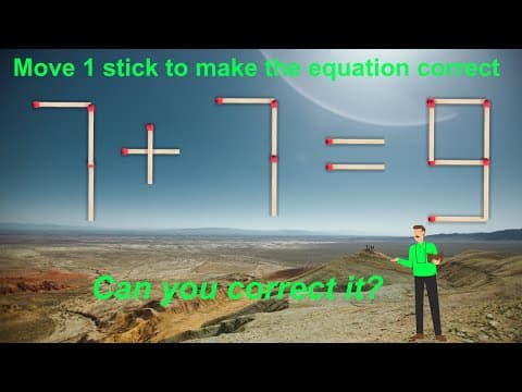 Move only 1 stick to make the equation correct 7+7=6 #matchstick #puzzle #puzzlegames #mathtricks