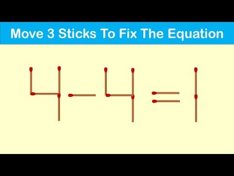 Move only 3 matchstick to fix the equation - matchstick puzzles