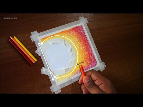 "D" Dream Scenery for Beginners with Wax Crayons | step by step | Satisfying #101