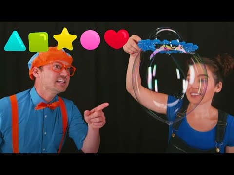 Blippi learns shapes and how to make big bubbles