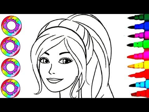 Colouring drawings disneys barbie princess with pets coloring pages - how to color learn colors