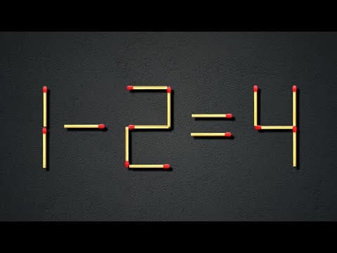 Turn the wrong equation into correct 1 - 2 = 4, Matchstick puzzle
