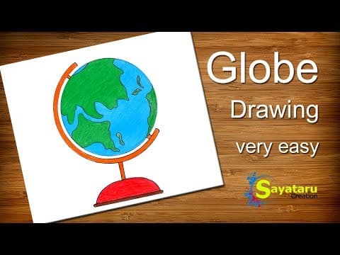 How to draw a Globe step by step, Globe Drawing easy
