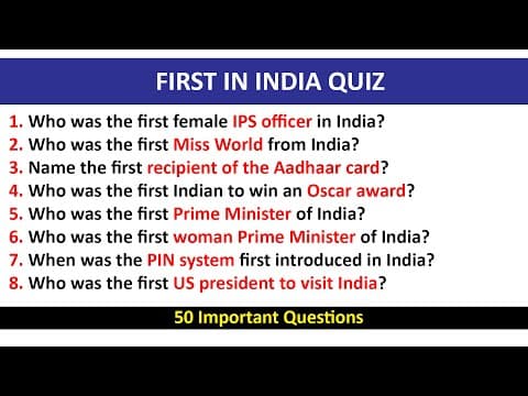 First in India Quiz - Part 1 | Republic Day Special Quiz | 50 Questions | General Knowledge Quiz