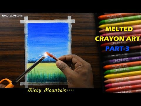 Misty Mountain Scenery | Drawing with Wax Crayons - Step by Step #190