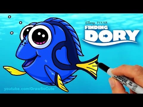 How to draw dory step by step cute from disney finding dory movie