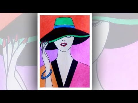 how to draw a girl with a cap with oil pastel for beginners