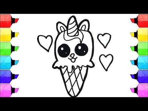 Cute Kitten Ice Cream Art: Drawing, Painting & Coloring for Kids | Learn Basics & Boost Creativity