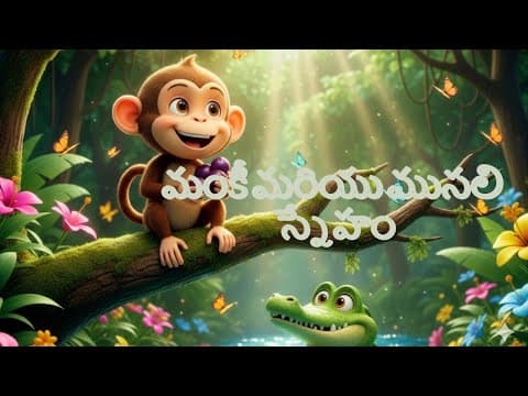 మంకీ & మొసలి స్నేహం | Monkey & Crocodile Telugu Moral Story | Kids Animated Story in Telugu
