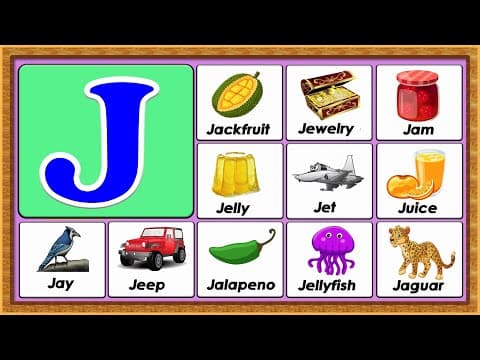 Words from j - vocabulary words - early childhood education - abc flashcards