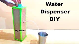 how to make Water Dispenser Working Model using card board and plastic bottle at home