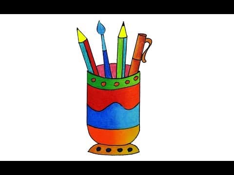 Pen holder Drawing easy and simple   -   How to draw Pencil holder