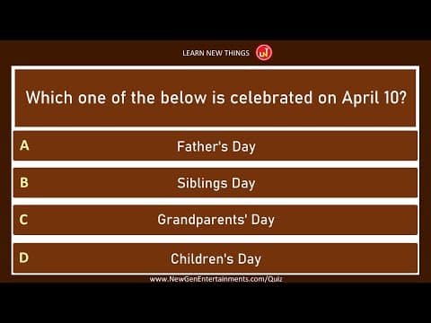 Important International Days Quiz - Part 6/7 | World General Knowledge Quiz | 20 Questions