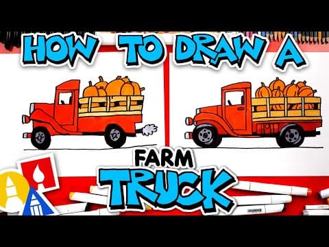How to draw a farm truck with pumpkins
