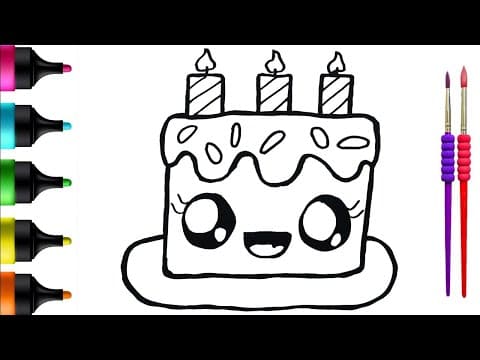 Cute Cake Drawing, Painting and Coloring for Kids and Toddlers
