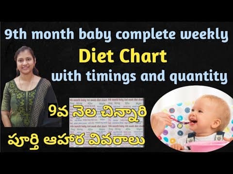 9th month baby weekly diet chart with timings and quantity ||9 months old baby diet chart in telugu