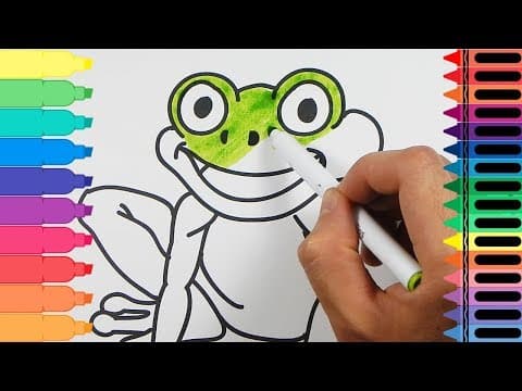 How to draw a frog - drawing a frog - coloring pages animals for kids - tanimated toys