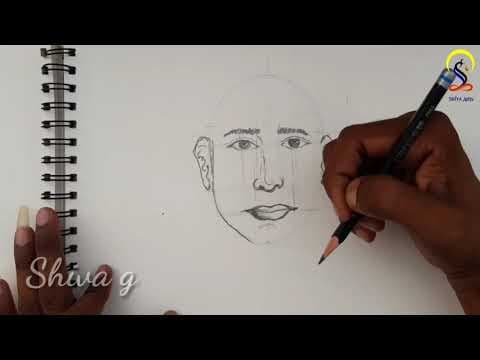 how to draw a human head step by step for beginners in telugu. #drawingclass22, 