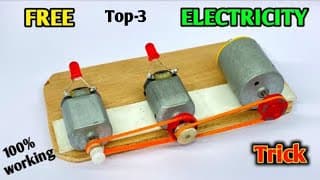 How to make electricity with 3 small dc motor and magnet | convert energy to dc motor and led light