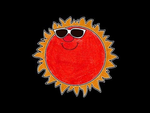 Cartoon sun drawing and painting for kids