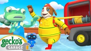 Frozen Firetruck | Geckos Garage| Cartoons For Kids | Toddler Fun Learning