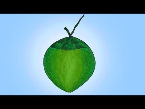 How to draw Green Coconut easy and simple, Green Coconut drawing
