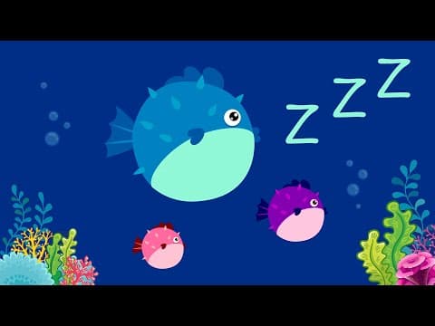 Sleep water sound for baby, bedtime underwater white noise and fish animation for newborn and family