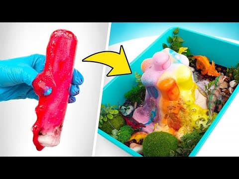 Rainbow baking soda volcano experiment