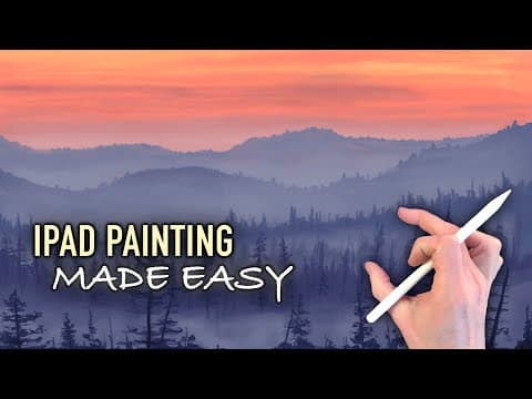 How to paint realistic landscapes - mountain forest mists - painting tutorial ipad pro - apple pencil