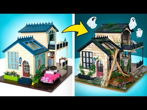 Atmospheric retro haunted house - dollhouse kit