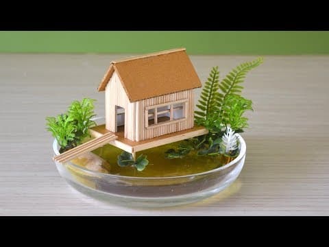 Mini house in water | Making a incredible cardboard house in a resin pond