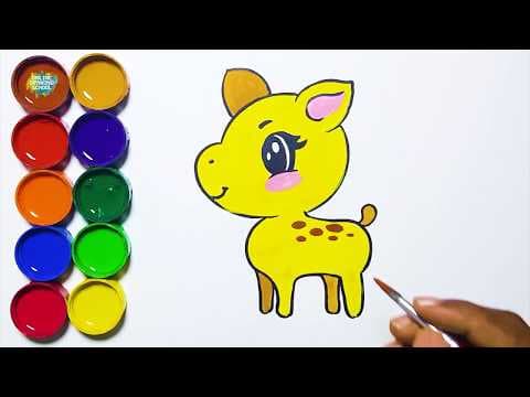 Draw and paint a cute cartoon deer   -   drawings for children  -  Lesson 166